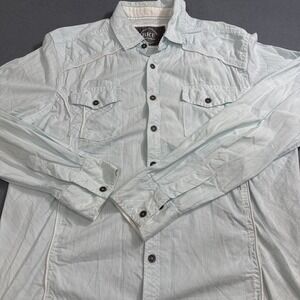 SHIRT BKE Buckle  MENS LARGE Slim Fit Blue Plaid Long Sleeve Button Up